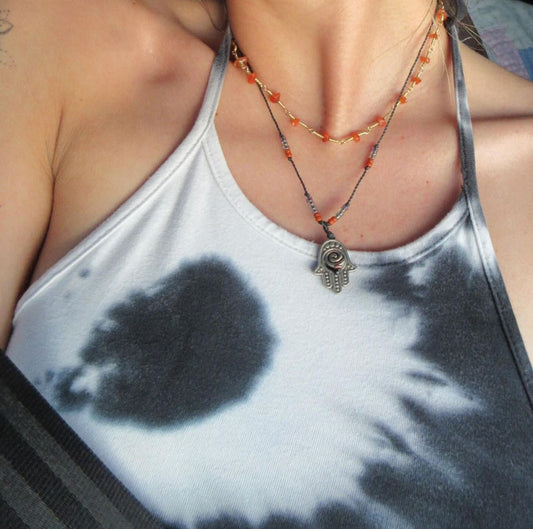 carnelian crystal chip necklace