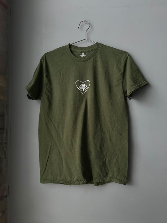 olive green logo tee